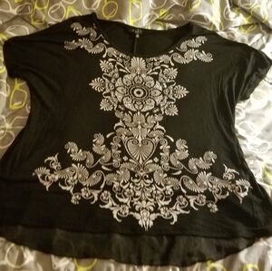 Bleu Woman 2X Black & White w Rhinestone Accents